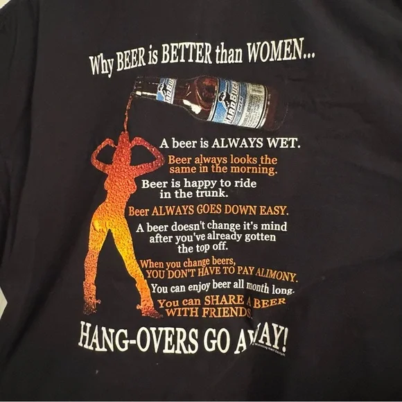 Vintage 90s Beer Is Better Than Women T-Shirt Funny Drinking Graphic Tee 2XL - Picture 5 of 5
